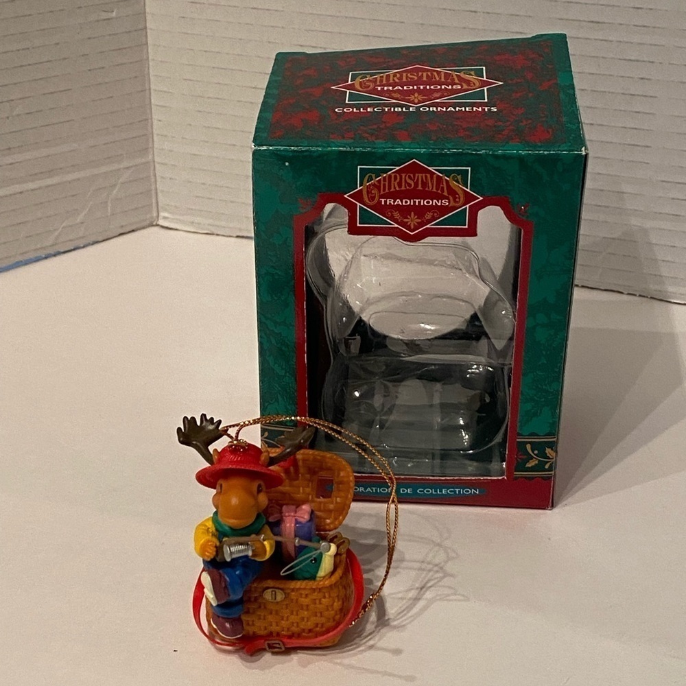Fly Fishing Reindeer Moose Christmas Traditions Ornament 2.5” in box
